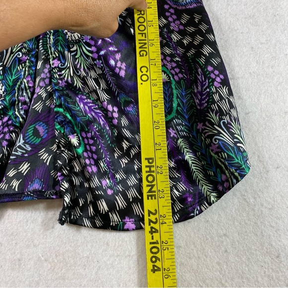 Chime Paisley Button Down Blouse Top Short Sleeve Sharkbite Hem LG Peaco… - Picture 6 of 11